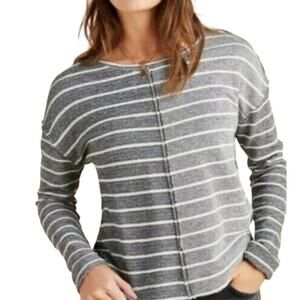 Anthropologie Devin Textured Sweatshirt Toned Grey Striped Sweater sz medium